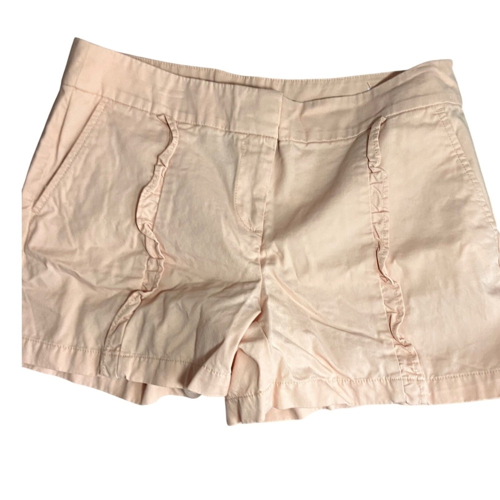 Loft Outlet Womens Peach Pink Ruffle Trim 4 Inch Cotton Shorts Sz 10 Feminine